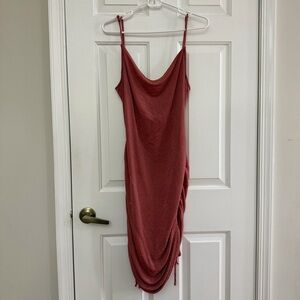 By Together Rust Sparkly Tight Midi Dress